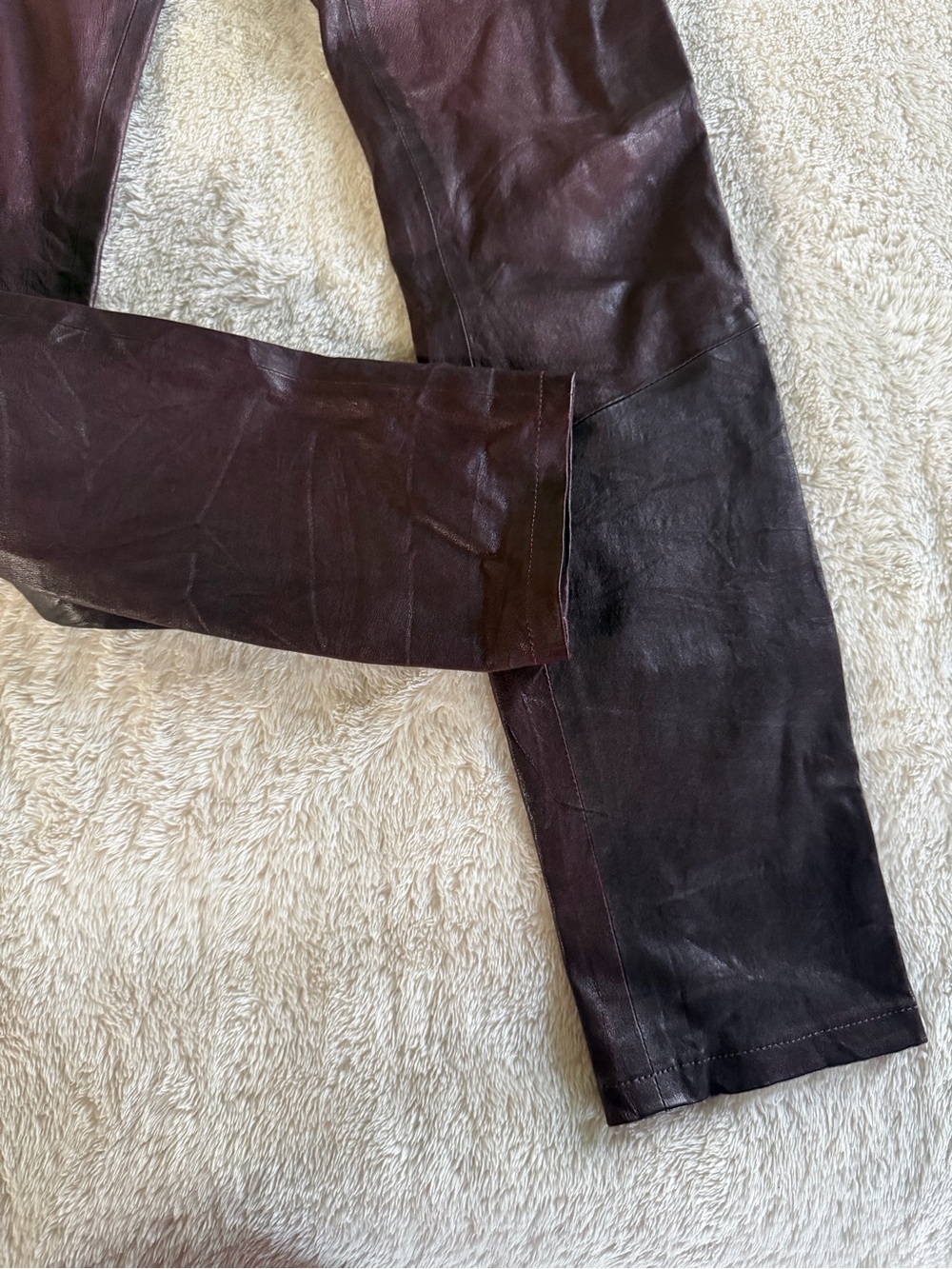NWOT Paige Hoxton Skinny Leather Pants in Black Cherry sz 28 - Picture 5 of 12